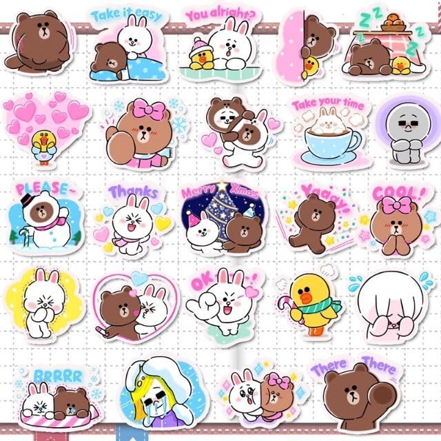 Amazon.co.jp: 24枚 ラインフレンズAA 防水ステッカー シール